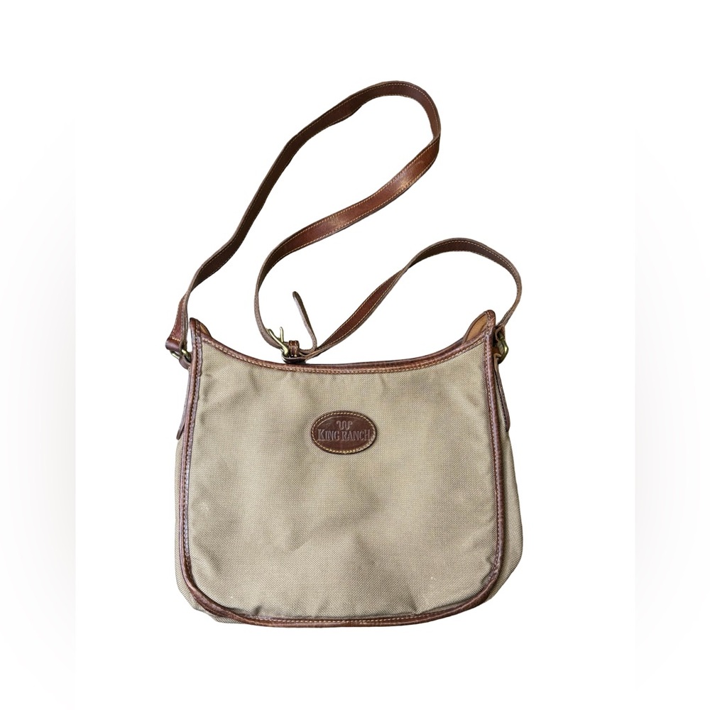 🤠✨ Vintage King‎ Ranch Canvas Leather Trim Crossbody Shoulder Bag ✨🤠